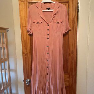 J. Crew Dusty Rose Button Down Midi Dress- Size 12